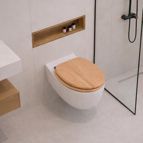 WC-Sitz aus Massivholz – Eiche, mit Absenkautomatik, Schnellverschluss & Easy-Clean, Soft-Touch – PIKLiDS