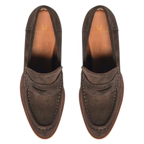 Image of MOOMMO Women Chunky Platform Loafers Pumps Round Closed Toe Slip On Penny Loafers Suede Block High Heels Oxford Shoes Formal Classic Thick Heel Dress Loafer Office Ladies Vintage Comfort 4-11 M US
