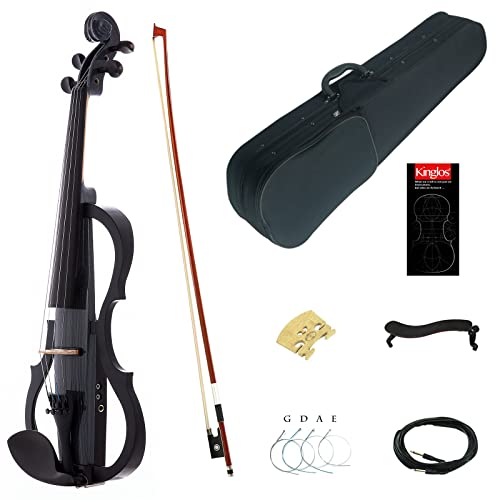 Kinglos 4/4 Colored Solid Wood Advanced 3-Band-EQ Electric/Silent Violin Kit with Ebony Fittings Full Size (SDDH1602)