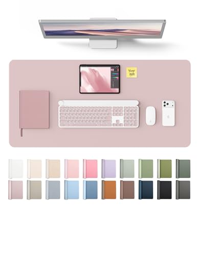 Image of YSAGi Leather Desk Protector, Office Mat, Large Mouse Mat, Non-Slip PU Leather Blotter, Laptop Desk Mat, Waterproof Writing Pad for Office and Home (Grayish Lavender, 31.5 inch x 15.8 inch)