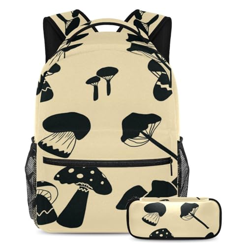 Sac à dos de grande capacité Wild Mushrooms avec trousse enfants