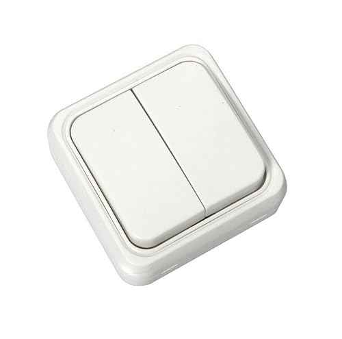 Interruptor doble blanco nieve, serie cristal, para controlar diferentes circuitos eléctricos en hogares y oficinas.