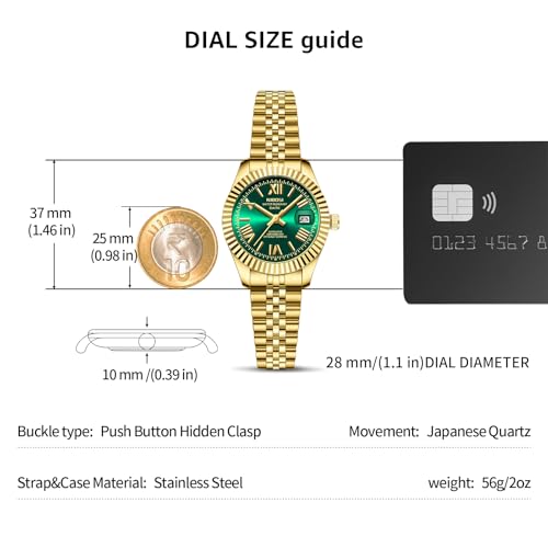 Image of NIBOSI Watches for Woman Analog Quartz Stainless Steel Diamond Rose Gold Green Small Dial Women Watches Classic Wrist Watch Date Waterproof