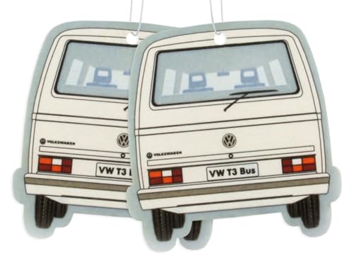 Image of BRISA VW Collection - Volkswagen Scented Car Air Freshener Fragrance Deodorizer for Car /Auto or Home with Volkswagen Vanagon Bus T3 Camper Van FrontDesign (Pina Colada /White /2-pc Set)
