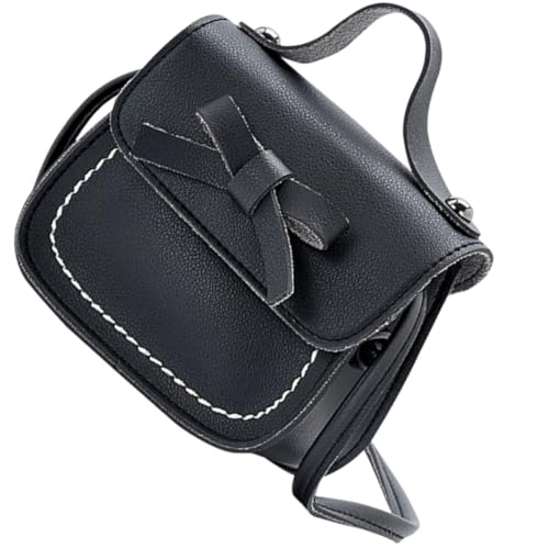 Gadpiparty Bolso bandolera para niñas y en PU negro con diseño moderno y cierre seguro, tamaño compacto para organizar monedas y tickets, adecuado para el colegio y paseos