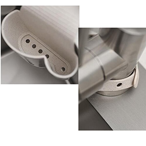 TuuTyss Wheat Straw Hanging Ajustable Strap Sponge Holder Sink Caddy for Kitchen,Grey