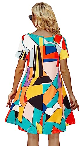Casual Summer Dresses for Women Beach Sundress Short Sleeve Tshirt Dress with Pockets4