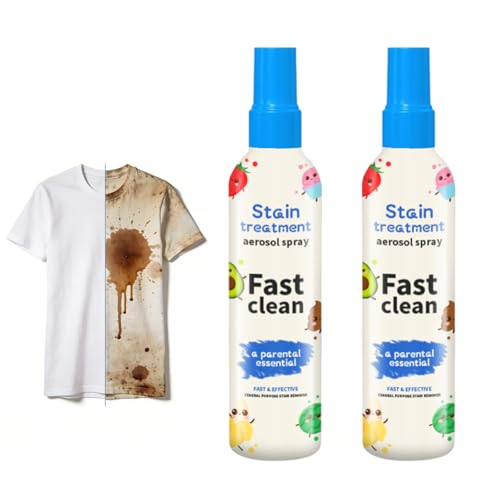 Stain Remover Spray for Clothes 200ml 2PCS Fabric Stains Remover Powerful Stain Treater Spray Safe on Whites and Colors Effective on Grease Sweat Ink Wine