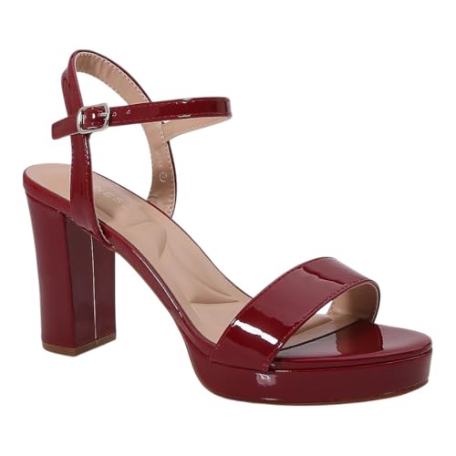 Women Open Toe Ankle Strap Platform Chunky High Heeled Sandals