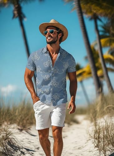 Image of Lymio Men Shirt || Men Embroidery Design Half Sleeve Cotton Shirt (Available Also Packs) (Embro-Flower)