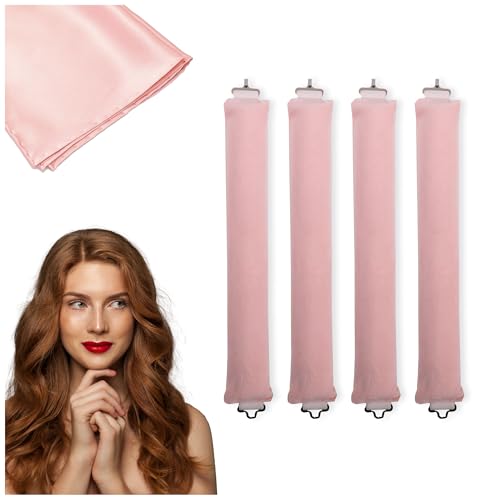 Heatless Velvet Hair Curlers - 4-Piece Overnight Rollers Set with Satin Scarf for Perfect Curls