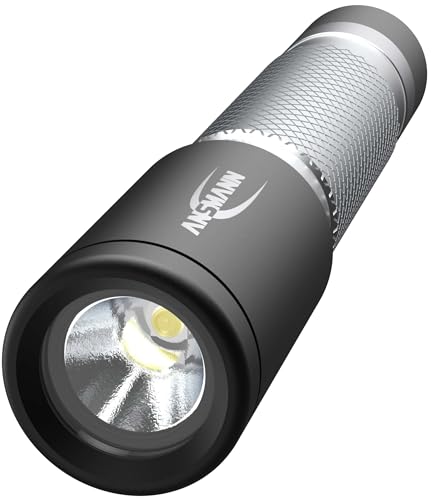 ANSMANN Daily USE LED Torch 50B Including Micro AAA Battery - LED Torch Ideal for Use in The Home Garden Car Workshop or Camping - Handy & Robust 55 Lumen – 1600-0426, Silver