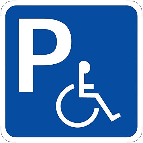 CARTELLO IN LAMIERA SCATOLATA QUADRATO 60X60 cm - Parcheggio disabili - SEGNALE CATARIFRAGENTE (CARTELLO CLASSE 2)