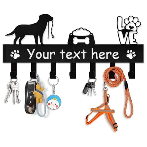 Personalized Dog Leash Holder for Wall - Dog Stuff Storage Organizer, Custom Name Key Holder Wall Mount, Metal Dog Leash Hooks for Wall Decorative, Key Rack Gift for Dog Lovers, Dog Room Decor Cover