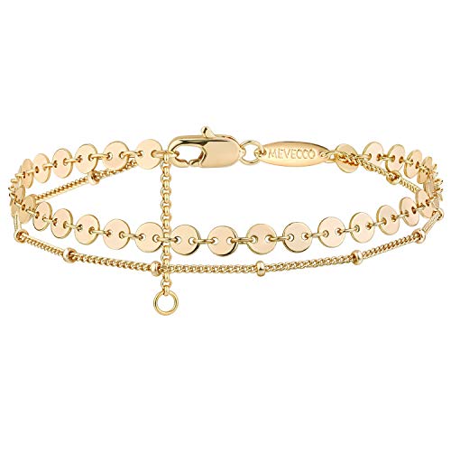 Image of MEVECCO Bracelet for Women 14K Gold Plated Dainty Chain Simple Jewelry Cute Handmade Minimalist for Her