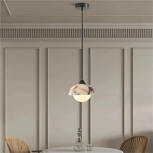Natural Stone Chandelier G9 Bulb Marble for Parlor Bedroom Dining Room Wire Adjustable Pendant Lamp