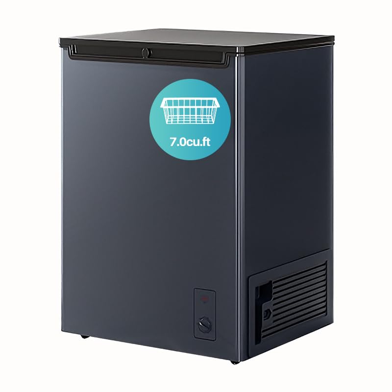 7.0 Cubic Feet Chest Freezer with 2 Removable Baskets Free Standing Top Open Door Compact Deep Freezer with Adjustable Temperature for Home/Kitchen/Office/Bar (7.0 Cubic Feet,BLACK)