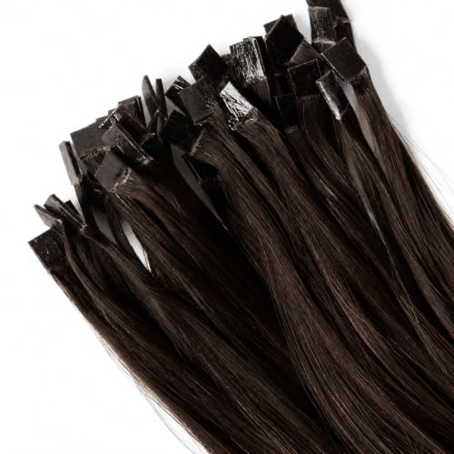 Image of Moresoo Mini Flat Tip Human Hair Extensions, Dark Brown, 24 Inch 50g