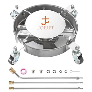 JOEJET Undercarriage Pressure Washer Attachment, Undercarriage Cleaner with 4 Wheels, 14 Inch Under Car Washer, 3 Power Washer Extension Wands, 4000 PSI