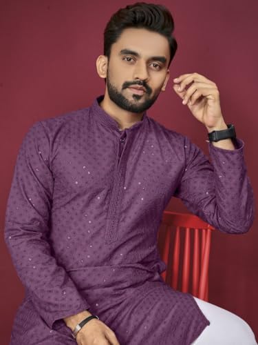 Men's Lucknowi Kurta with lucknowi and Embroidery work for Festival & Events Ethnic Wear (V3)3