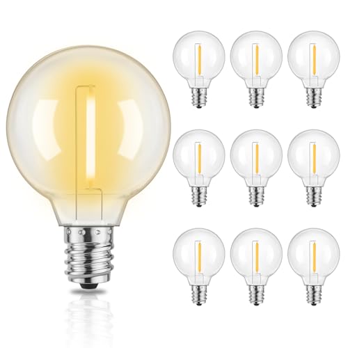 Yuusei Lampadine LED G40 Esterne, DC 24 V Pacchetto da 10 Lampadine Sostituzione 0.3W E12, Impermeabili IP45, Bianco Caldo 2700K per Catena Luminosa Esterno, Resistenti Alle Rotture per Giardino