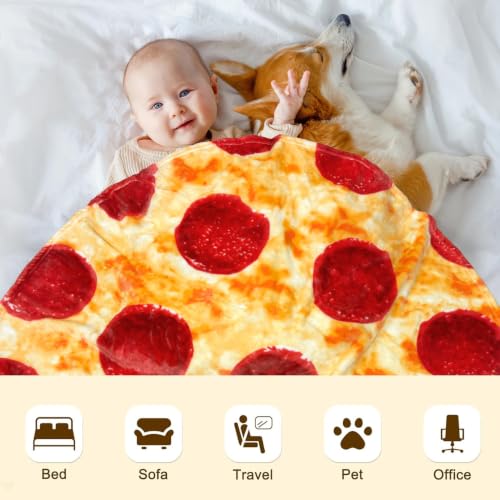 Image of mermaker Pepperoni Pizzas Blanket Swaddle for Baby Toddler Newborn, 285 GSM Soft Flannel Pizzas Toddler Swaddle Wrap Blanket Funny Gifts for Baby Shower Boys Girls, 36 inch
