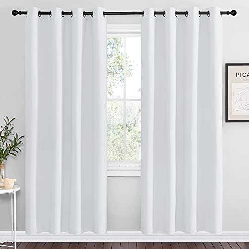 Image of NICETOWN Room Darkening Curtains for Living Room - Easy Care Solid Thermal Insulated Grommet Room Darkening Curtains /Panels /Drapes for Bedroom (2 Panels, 55 by 78, Greyish White)