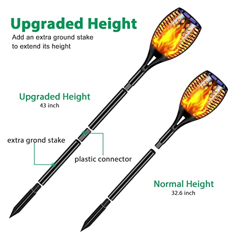 Tomcare Solar Lights Upgraded, 43" Waterproof Flickering Flames 96 Led Torches Lights Outdoor Solar Landscape Decoration Lighting Auto On/Off Pathway Lights For Garden Patio Yard Christmas, Black(4) #TOP1
