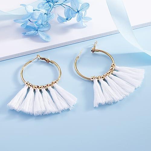 SELOVO Stainless Steel Hoop Earrings Tassel Boho Earrings For Women3
