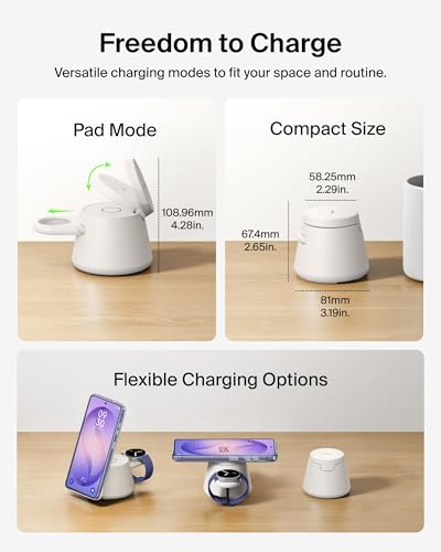 Image of Belkin Qi2.2 25W Magnetic Wireless Charging Station, 3 in 1 Samsung Charger