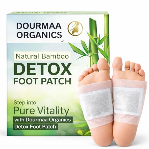 DOURMAA ORGANICS Herbal Detox Foot Patches for Body Cleansing, Stress Relief & Better Sleep | Natural Bamboo Vinegar Foot Pads for Daily Wellness | Pack of 10-100 Patches