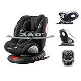 Aveainelle 360° Drehbarer Autositz Kindersitz mit Verstellbarer Kopfstütze, Multifunktional Verstellbarer Babysitz, Abnehmbarer Sitzbezug (Black)