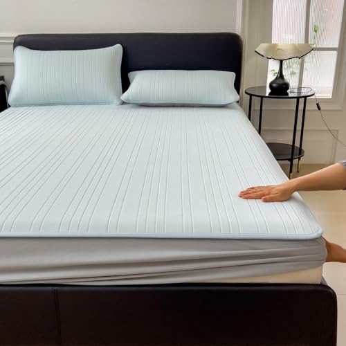 WFXXZL Sábana Bajera refrescante de 30 cm de Profundidad, Ideal for Camas Individuales, Dobles y King Size. Suave y Transpirable.(Light Blue,180 * 200cm)