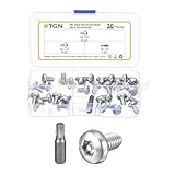 DTGN M6x10mm Pan Head Torx Security Screws - 30Pack - Good for Machinery - 304 Stainless Steel Tamper Proof Fasteners & a Torx Driver Bit - Silver Tone