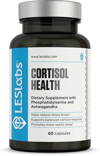 LES Labs Cortisol Health – Stress Relief, Balanced Cortisol Response, Relaxation & Deep Sleep – Phosphatidylserine, Magnesium, Magnolia Bark, Rhodiola Rosea & Ashwagandha – 60 Capsules