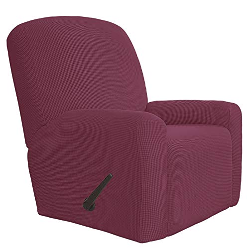 Easy-Going 4 Pieces Oversized Recliner Stretch Sofa Slipcover Sofa Cover Furniture Protector Couch Soft with Elastic Bottom Polyester Spandex Jacquard Fabric Small Checks ASHRose,X-Large