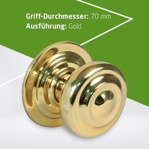 Amig – Türklinken aus Messing | Basis aus Stahl | Griffdurchmesser 70 mm | inklusive Schraube und Befestigungsmutter | ideal für Eingangstüren | Oberfläche: Gold