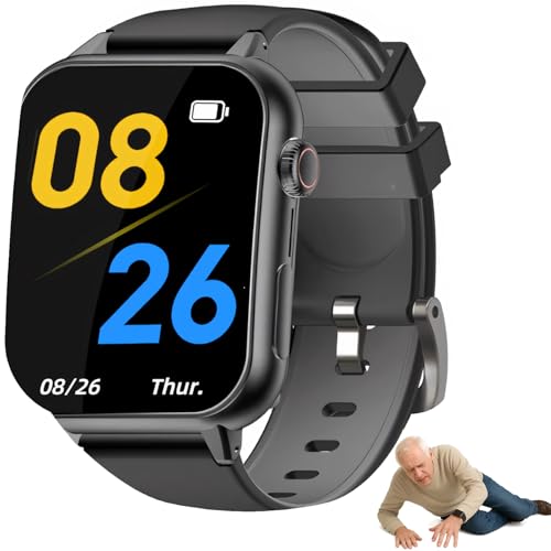 Vexorium Senior Smartwatch with Fall Detection, SOS Call, 4G GPS Tracker, Video/Voice Call, Auto Answer, Daily Health Features, IP67 Waterproof Safety Watch for Elderly,Black