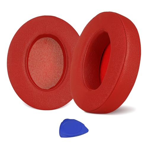 Aurivor Studio 3 Replacement Ear Pads for Beats Studio 3-2 Headphones, Cushions Earpads with Premium Protein Leather, Softer Memory Foam, Stronger Adhesive (Red)