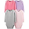 Simple Joys by Carter’s Body à Manches Longues en Pointelle Bébé Fille, Lot de 4