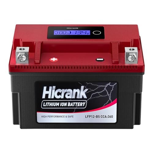 Hicrank YTX12-BS - Batería de litio para motocicleta, 12 V, 6 Ah, 360 CCA LiFePO4, Powersports para Honda KTM Yamaha Harley Fit ATV, UTV, Motocross, cortacésped, moto acuática, Polaris