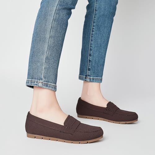 Image of Cvistpieo Loafers for Women Comfortable Dressy Casual Work Flats Lightweight & Breathable Slip On Walking Shoes Knit
