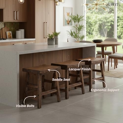 Alaterre Furniture Durango 20-Inch Tall Industrial Wood Dining Stool - Table or Extra Seat - Unique Rustic Industrial Style and Comfort - Farmhouse, Solid Wood Furniture