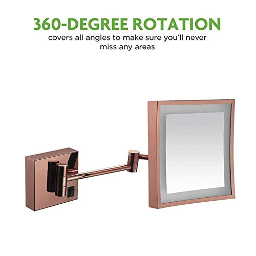 Miroir de maquillage carré or rose de haute précision