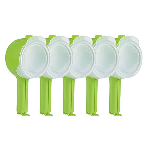 5 clips para bolsas de alimentos con boquilla para verter, clips de plástico reutilizables para sellado de almacenamiento de aperitivos, clips para bolsas de pan para cocina, sala