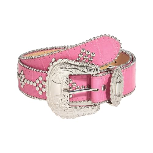 Eye Catching Waist Belt with Metal Rivet Adult Decorative PU Waist Belts for Women Coat Dress Wear Adjustable Length