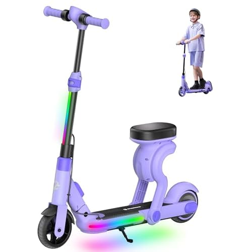 ECOROAD 2-in-1 Kids Electric Scooter EK8,200W Motor & 9 Miles Range,Up to 10 MPH,Dual Brake System,Bluetooth Music & Foldable & Adjustable Height, for