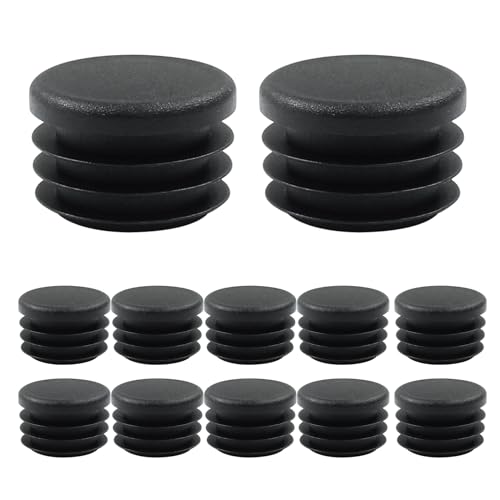 Image of 12 Pcs 1 inch inch Round Plastic Plugs Insert Chair End Caps Black End Caps for Tubing, Chair Legs, TUOHAI002401201236