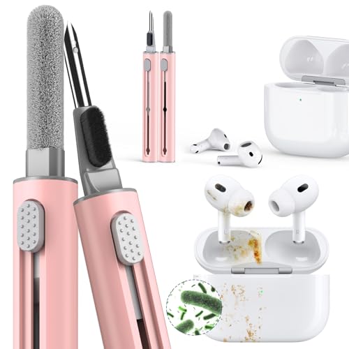 Image of 【1 Pack】 Cleaner Kit for Apple Airpods 4 Earbuds,Cleaning Kit Pen Shape with Soft Brush Flocking Sponge Tool for Bluetooth Earphones Headphones Charging Case,Phone,Camera and Computer(Pink)