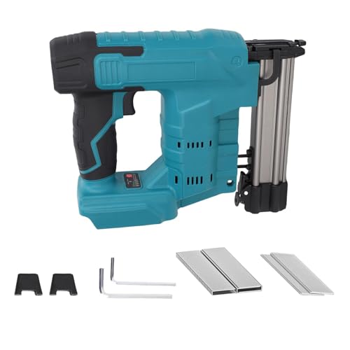 Jelquix Pistola Sparachiodi Elettrica a Batteria 20V 50W 50-60Hz, 100 Pezzi F32mm Chiodi Dritti 100 Pezzi Chiodi a Forma di N (Chiodatrice a batteria +200 chiodi)